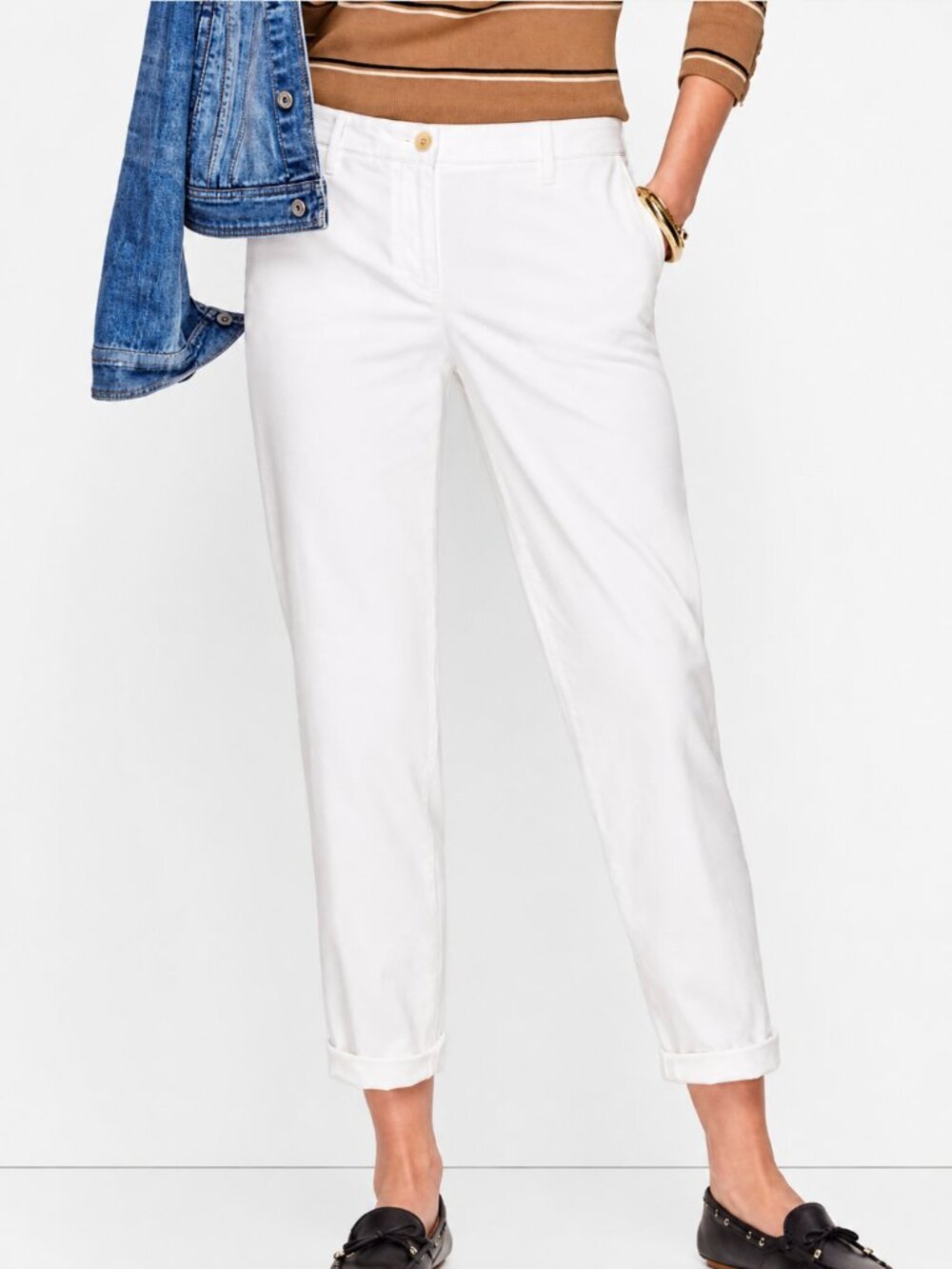 TALBOTS Girlfriend Chino Pants White Size 10 Cotton